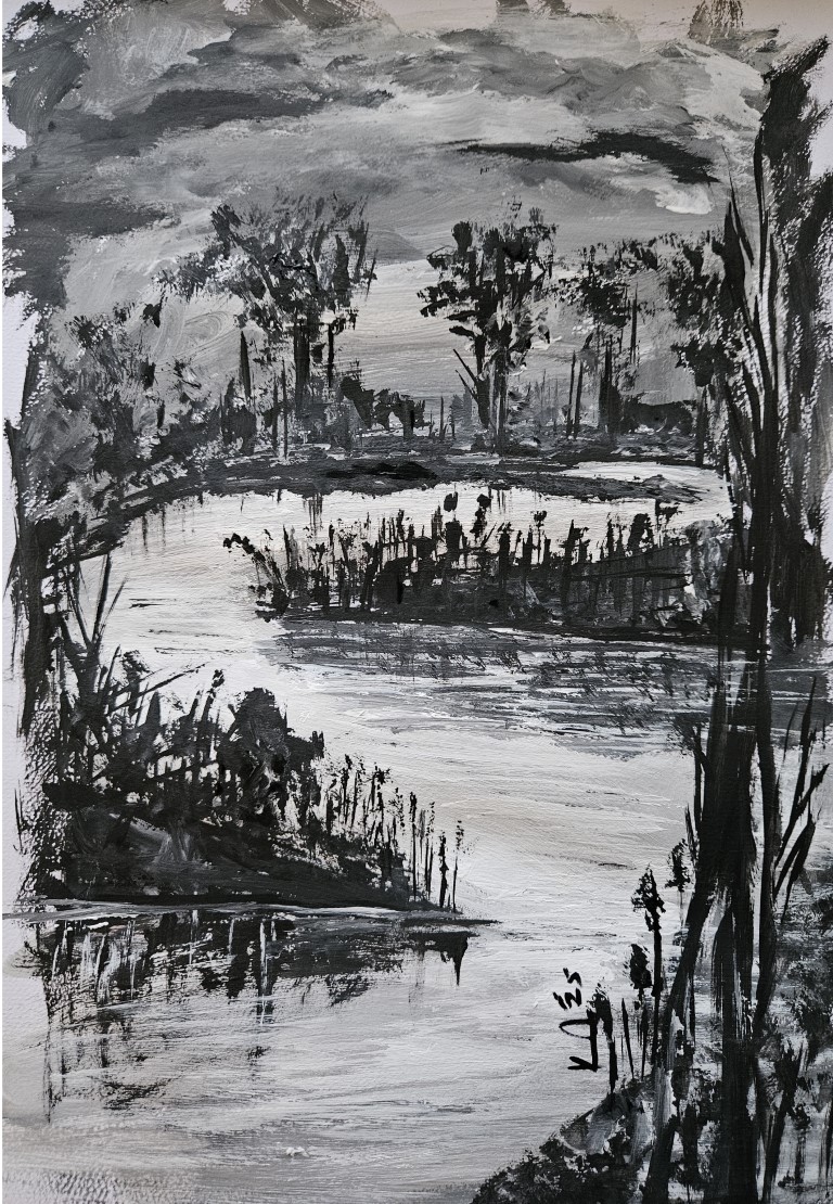 1. Pjesma tisine Mihael Kolaric 40x30 akril na papiru 2025