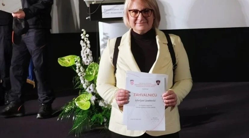Marijani Jambrešić, varaždinskoj gradskoj službenici, zahvalnica za izuzetan doprinos razvoju sustava civilne zaštite