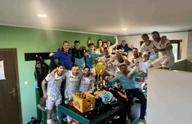 Slavlje igrača Plitvice (G) nakon pobjede protiv Razvitka u Čičkovini