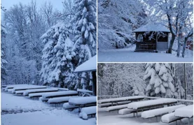 FOTO Prvo pravo zahlađenje vrh Ivančice prekrilo snježnim pokrivačem