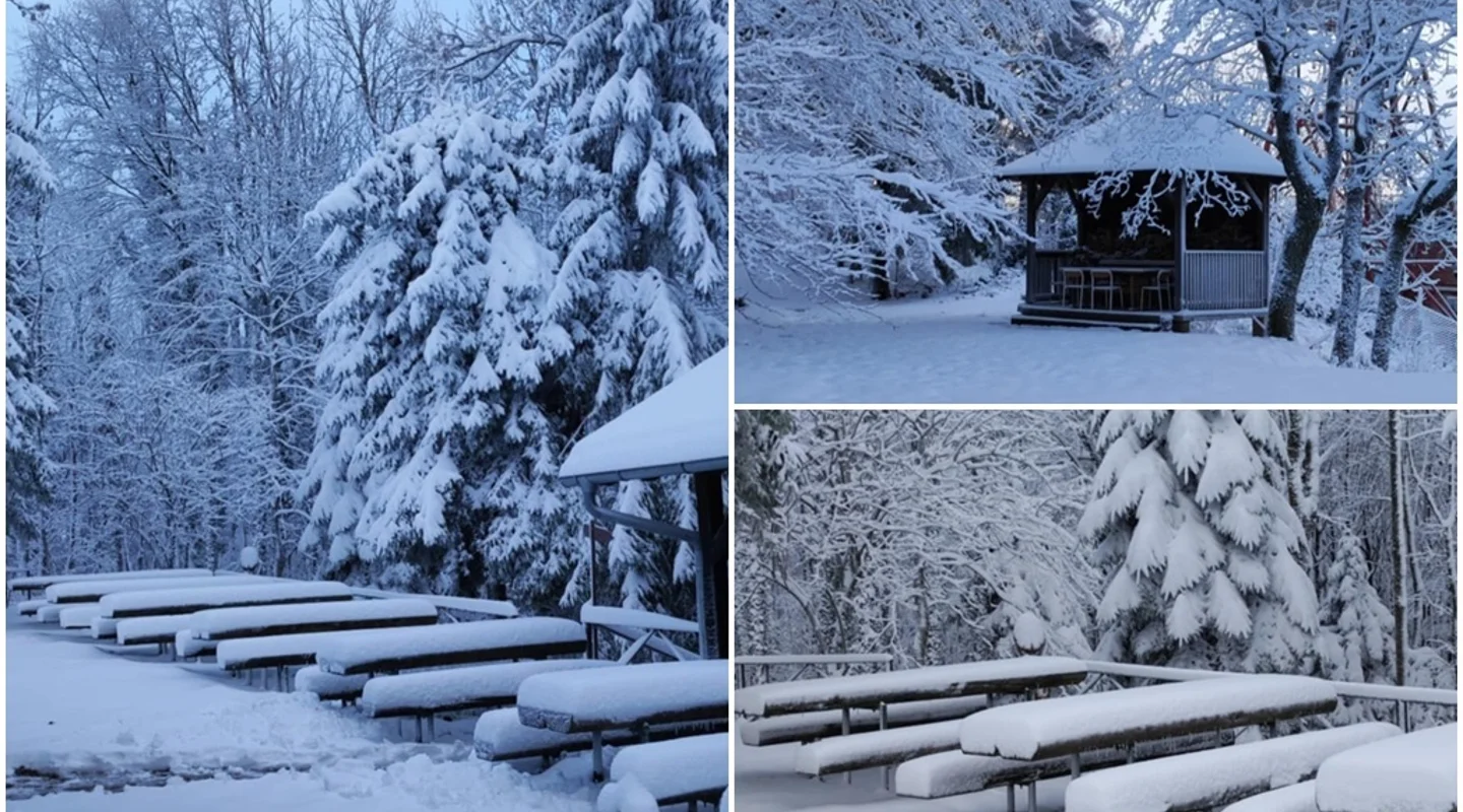 FOTO Prvo pravo zahlađenje vrh Ivančice prekrilo snježnim pokrivačem