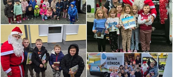 FOTO Božićni bibliobus i Djed Mraz donose osmijehe i knjige mališanima!