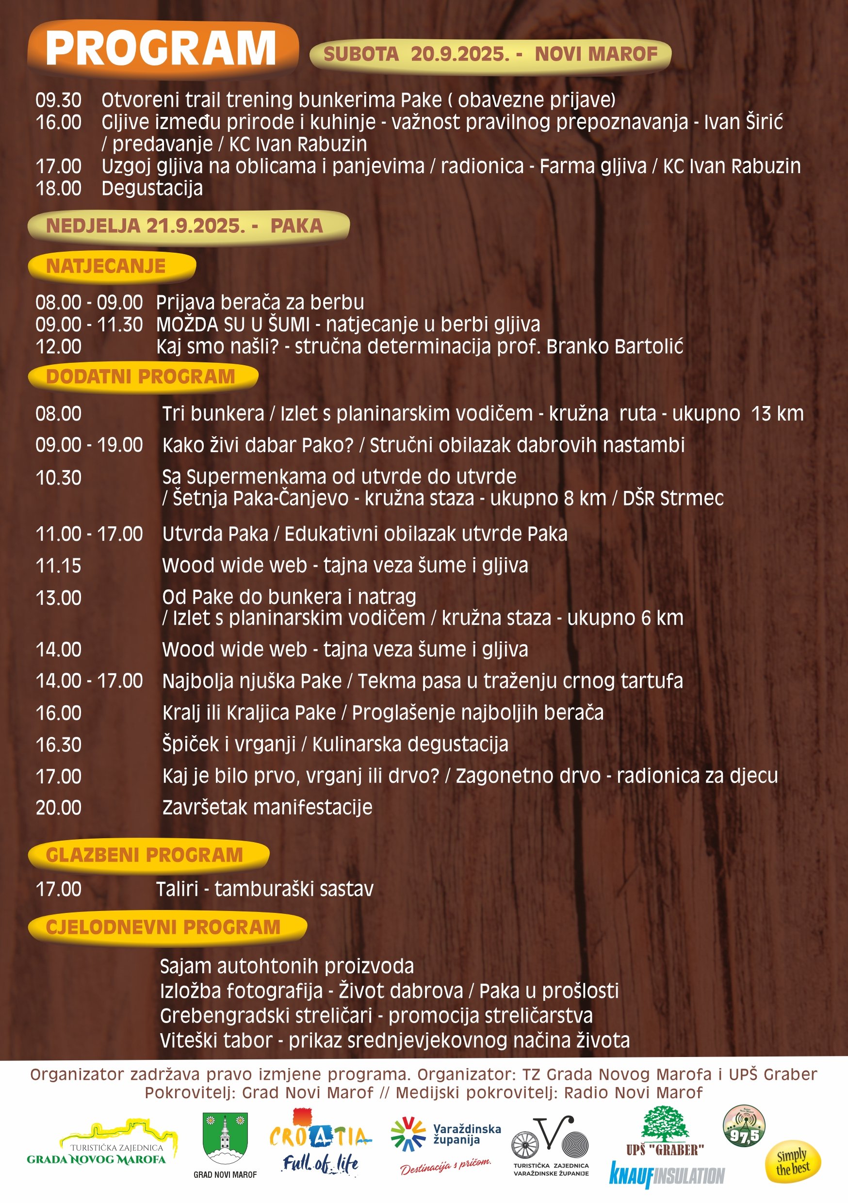 Dani vrganja i crnog tartufa u Paki 2025 program letak 2