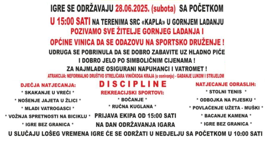 Najava za seoske igre Kapla 2025