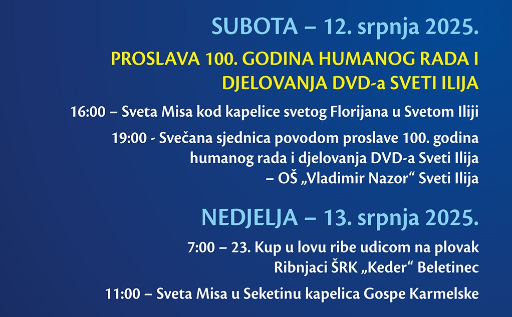 Program proslave Dana Opcine Sveti Ilija 2025