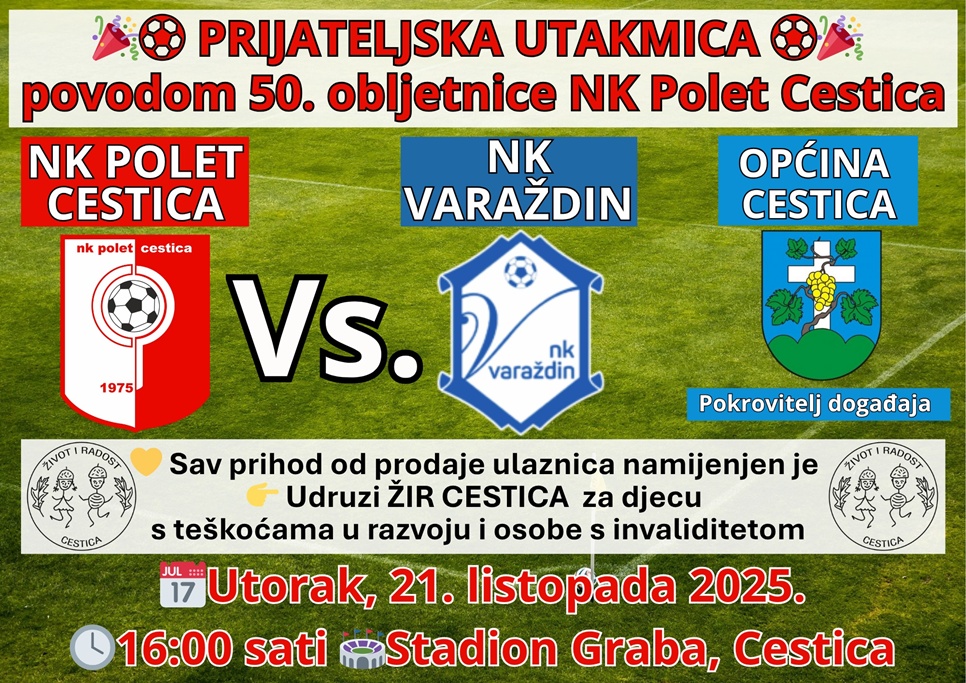 prijateljska humanitarna utakmica Polet Cestica NK Varazdin 20251020